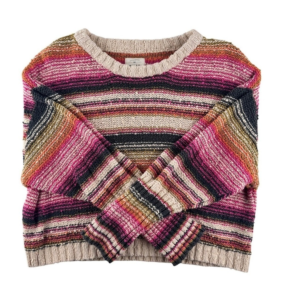 Billabong Womens Striped Chunky Knit Cropped Sweater Multicolor Size M